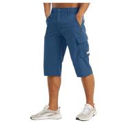 Men's Lightweight Cargo Shorts with 6-Pocket Design for Outdoor Walking, Fishing, and Exercise, Quick-Dry Fabric, Below the Knee Length (Sky Blue, XXL)
