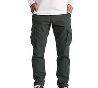 Mens Lightweight Cargo Work Trousers Combat Safety Cargo 6 Pocket Full Pants Stretch Tactical Pants with Elasticated Waist Outdoor Camping Pant Drawstring Relaxed Fit Lightweight Trousers