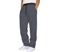 Men's Lightweight Casual Trousers, Elastic Waist Relaxed Fit Pants, Men's Drawstring Lounge Bottoms, Comfortable Everyday Wear Trousers, Loose Fit Trousers for Men in Multiple Colours Dark Gray