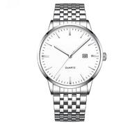 Men's Lightweight Comfortable Watch Classic Casual Business Large Dial Easy to Read Analog Quartz Watch with Date Waterproof Stainless Steel Dress Fashion Luminous Watch Silver Black Band