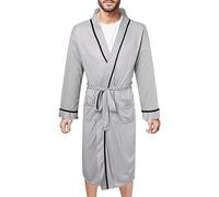 Mens Lightweight Dressing Gown Kimono Dressing Gowns, Breathable Skin-Friendly Super Soft Cardigan Loose Fit Medium Length Simple Leisure Loungewear Spa Gym Shawl Nightwear