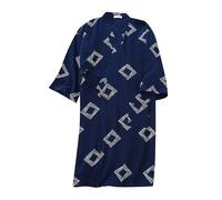 Mens Lightweight Dressing Gown Kimono Robes Thin Double Washed Crepe Bathrobes Nightgown Steam Absorbent Robe with Tie Belt & Pockets Textured Waffle Pyjamas Loungewear for Spa & Hotel