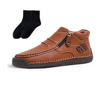 Men's Lightweight Driving Shoes - Handmade PU Leather Slip-Ons with Dual Closure, Anti-Slip Traction, Spacious Toe Box - Perfect for Commuting & Social Events (4 Colors + Bonus Socks)(B,45)