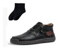 Men's Lightweight Driving Shoes - Handmade PU Leather Slip-Ons with Dual Closure, Anti-Slip Traction, Spacious Toe Box - Perfect for Commuting & Social Events (4 Colors + Bonus Socks)(D,43)