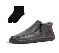 Men's Lightweight Driving Shoes - Handmade PU Leather Slip-Ons with Dual Closure, Anti-Slip Traction, Spacious Toe Box - Perfect for Commuting & Social Events (4 Colors + Bonus Socks)(C,41)
