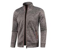 Mens Lightweight Full Zipper Coat Jacket Open Front Stand Collar Cardigan Sweater Sweatshirts No Hood Men Jackets Casual Men's Sweatshirt Autumn and Winter (3-Coffee, XL)