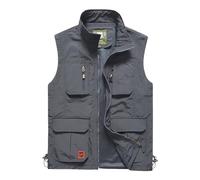 Mens Lightweight Gilet With Pockets | Work Gilet For Men Uk Cargo Vest Multifunctional Multi-Pocket Gilet Full-Zip Tactical Waistcoat Durable Casual Gilet Flexible Outdoor Waistcoat Cotton Gilet