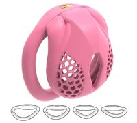 Mens Lightweight Honeycomb Chastity Cage with 4 Sizes Rings, Male Comfortable Penis Devices - HA13 (Pink, Nub)