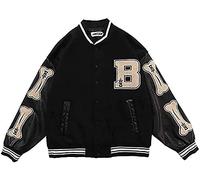 Men's Lightweight Jacket Baseball Jacket Men's College Jacket Sports Jacket American Football Jacket - Fall Summer Men's Trousers (Color : Black, Size : XL)