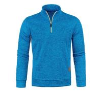 Mens Lightweight Jacket, Mens Quarter Zip Jumper Warm Winter Pullover Funnel Neck Premium Sweater Knitwear Blue M