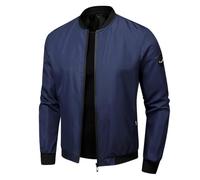 Mens Lightweight Jacket-Summer Bomber Jackets Baseball Sportwear Zip Up Stand Collar Softshell Outwear Windbreaker Long-Sleeved Holiday Trench Shacket Blue 5XL