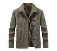 Mens Lightweight Jacket-Summer Vintage Cargo Shacket Long Sleeve Military Work Jackets Casual Button Down Sports Holiday Outwear Lapel Thin Coat Flap Pockets Army Green XXL
