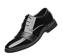 Mens Lightweight Oxford Dress Shoes Black Patent Leather Lace Up Business Classic Pointed Toe Design for a Sharp and Comfortable Formal Look(8 UK)