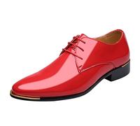 Men's Lightweight Oxford Shoes Dress Shoes Pointed Toe Formal Shoe Low Heel Comfortable Non-Slip Suit Shoe Lace-Ups Urban Fashion Faux Leather Loafers for Business, Office & Wedding Red