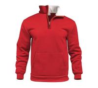 Mens Lightweight Plain Sweatshirt Fall Fashion Top Europe The US Men's Autumn Outdoor High Collar Half Zip Pocket Head Long Sleeved Sweater Sports Outfits for Inddoor Outdoor (Red, XXXL)