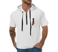 Men's Lightweight Quarter-Zip Hoodie Hood, Breathable Oversized Pullover with Drawstring Pocket, Summer Casual Hooded Sweatshirt, Ribbed Cuffs White