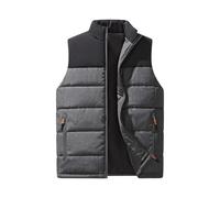 Men's Lightweight Quilted Vest Without Hood, Down Vest Two-Tone Patchwork Thermal Vest Large Sizes Winter Vest Warm Lined Casual Vest Classic Comfortable Men's Vests for Winter, black, L