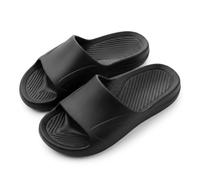 Men's Lightweight Sliders in Big Sizes UK 13-20, Extra Large Beach Sandals for Wide Feet, Textured Pool Shoes & Shower Slides ((Black,20UK)