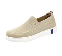 Men's Lightweight Slip On Walking Shoes Comfortable Breathable Mesh Casual Trainers with Cushioned Rubber Sole for Summer Vacation Relaxed Leisure Travel and Outdoor Activities Khaki, Size 7