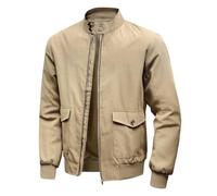 Men's lightweight transition jacket in blouson style, classic leisure jacket with stand-up collar, wind-resistant jacket for spring and autumn, style_h02 khaki, XL