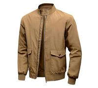 Men's lightweight transition jacket in blouson style, classic leisure jacket with stand-up collar, wind-resistant jacket for spring and autumn, style_h01 brown, 3XL