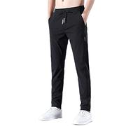 Mens Lightweight Trousers Slim: Mens Quick Dry Stretch Pants Drawstring Walking Trousers Outdoor Hiking Trousers with Pockets Tracksuit Bottoms Mens Running Joggers Men's Casual Trousers