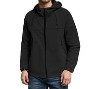 Men's Lightweight Waterproof Softshell Jacket with Removable Hood Quilted Jackets Windproof Waterproof Hooded Jacket Plus Size Lightweight Trench Coats Windbreaker AnorakSoftshell (51-Black, XXXL)
