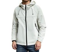 Men's Lightweight Waterproof Softshell Jacket with Removable Hood Quilted Jackets Windproof Waterproof Hooded Jacket Plus Size Lightweight Trench Coats Windbreaker AnorakSoftshell (51-White, M)