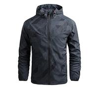 Men's Lightweight Windbreaker Winter Hooded Jacket Water Resistant Casual Full Zip Coat Workout Runing Pocket Hoodies Dark Gray