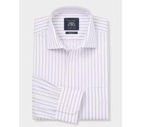 Men's Lilac Cotton Stripe Classic Fit Formal Shirt - Single Cuff - Size: 16.5" x Standard - 35" - Savile Row Company