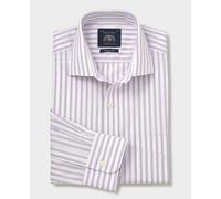 Men's Lilac White Stripe Cotton Poplin Classic Fit Formal Shirt - Single Cuff - Size: 18.5" x Standard - 37" - Savile Row Company