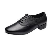 Men's Line Dancing Shoes,Adult Men's Dancing Sneakers,Black Ballroom Dance Leather Character Shoes for Man,Lace Up Ballroom Dance Sneaker,Cowhide Leather,Low Heel,for Stage
