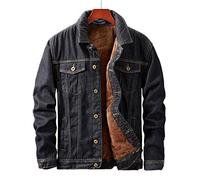 Men'S Lined Denim Jacket - Stripe Tooling Winter Sherpa Western Cowboy Coat, Slim Fit Fleece Thicken Trucker Jeans Outwear, Button Down Long Sleeve Plus Size,Black,3Xl
