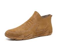 Men's Lined Elegant Ankle Boots with Short Heel, Suede Short Boots, Comfortable Pointed Ankle Boot, Simple Chelsea Boots, Low Casual Boots, Plain Flat Shoes, Western Boots, Size 38-48, brown, 9 UK