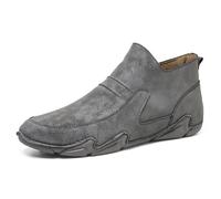 Men's Lined Elegant Ankle Boots with Short Heel, Suede Short Boots, Comfortable Pointed Ankle Boot, Simple Chelsea Boots, Low Casual Boots, Plain Flat Shoes, Western Boots, Size 38-48, gray, 7 UK