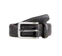 Men's Lined Full-Grain Leather Belt with Satin Nickel Buckle and Pebble Finish