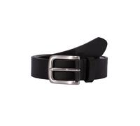 Men's Lined Full-Grain Leather Belt with Satin Nickel Buckle - BLACK / L