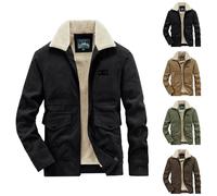 Mens Lined Jacket Mens Corduroy Jacket Thick Windbreaker Jackets Zipped Slim Fit Trucker Jackets Warm Military Coats Bomber Cargo Coats Thermal Cozy Outwear For Work Casual Outdoor
