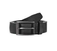 Men's Lined Leather Belt with Gunmetal Buckle - BLACK / S