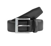 Men's Lined Leather Belt with Satin Nickel Buckle - BLACK / XL