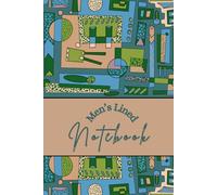 Men's Lined Notebook: Thick book with green aqua blue geometric shapes cover and matching colorful interior pages
