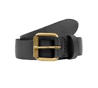 Men's Lined Waxed Full-Grain Leather Belt with Antique Brass Buckle