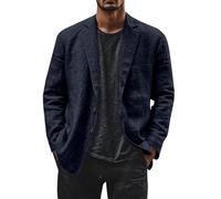 Men's Linen Blazer Jacket, Business Office Blazer, Turn-Down Collar Solid Color Blazer Jacket, Loose Simple Versatile Suit Jacket Casual Sport Coat Top Two Button Down with Double Pockets