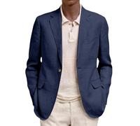 Men'S Linen Blend Casual Blazer Single Button Summer Jacket Dress Coat | Breathable Fabric, Notched Lapel, Chest Pocket, Flap Pockets, Relaxed Fit, Lightweight Layer, Holiday Wear,Smart Casual Style