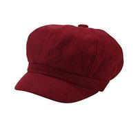 Men's Linen Cap Women Korean Painter Winter Solid Newsboy Beret Hat Vintage Baseball Caps Unisex Cap, red, One Size