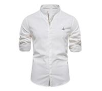 Men's Linen Dress Shirt, Japanese Style Business Casual Summer-White-S