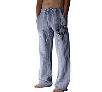 Mens Linen Pants Loose Fit Lightweight Solid Color Summer Beach Yoga Pants Drawstring Comfy Wide Leg Lounge Pants with Pocket Mens Slacks Casual Black Sports Shorts