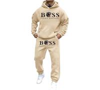Mens Linen Sets 2 Piece Outfits Full Zip Jogging Sports Gym Suit 2 Piece Athletic Contrast Sweat Suits with Hoodie Loungewear for Travel Sweatpants and Sweatshirt Christmas(Beige,XL)