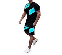 Men's Linen Sets 2 Piece Summer Casual Crew Neck Muscle Short Sleeve Tee Shirts and Classic Fit Sport Shorts Set Cotton Tracksuit Track Suit Sweat Suit Sales Clearance Navy