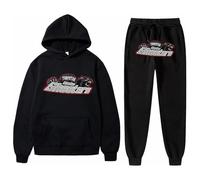 Men's Linen Sets Fleece Ribbed Cuff Sweatshirts Cotton Blend Joggers 2 Piece Athletic Sweat Suits Long Sleeve Running Joggers Set Sweat Suit Activewear Set Xmas(Black,M)